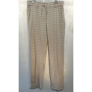 Bariloche Spain Womens Brown Houndstooth Straight Leg Tailored Pants Size ES38